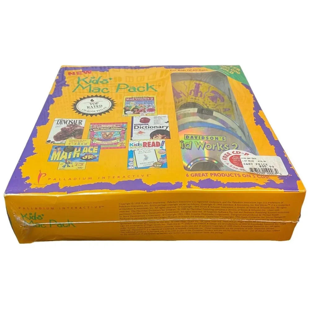 SEALED 1995 Kids Mac Pack 6 CD-ROM MAC Computer Games Palladium Interactive 90s